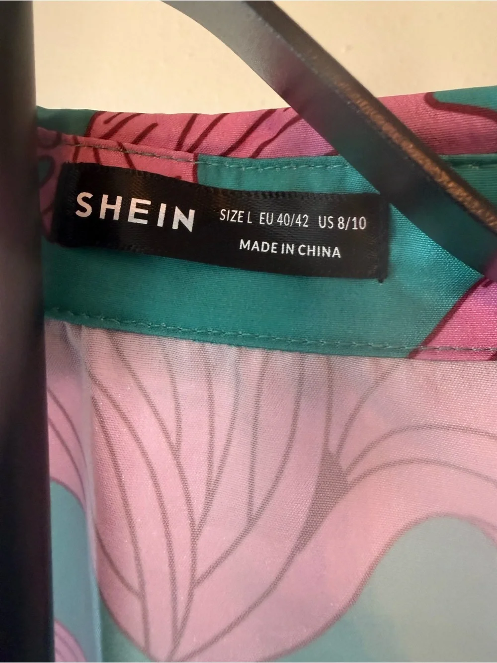 Woman's SHEIN Green Sleeveless Dress with Pink Floral Print large